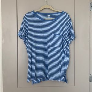 blue and white striped boyfriend tee